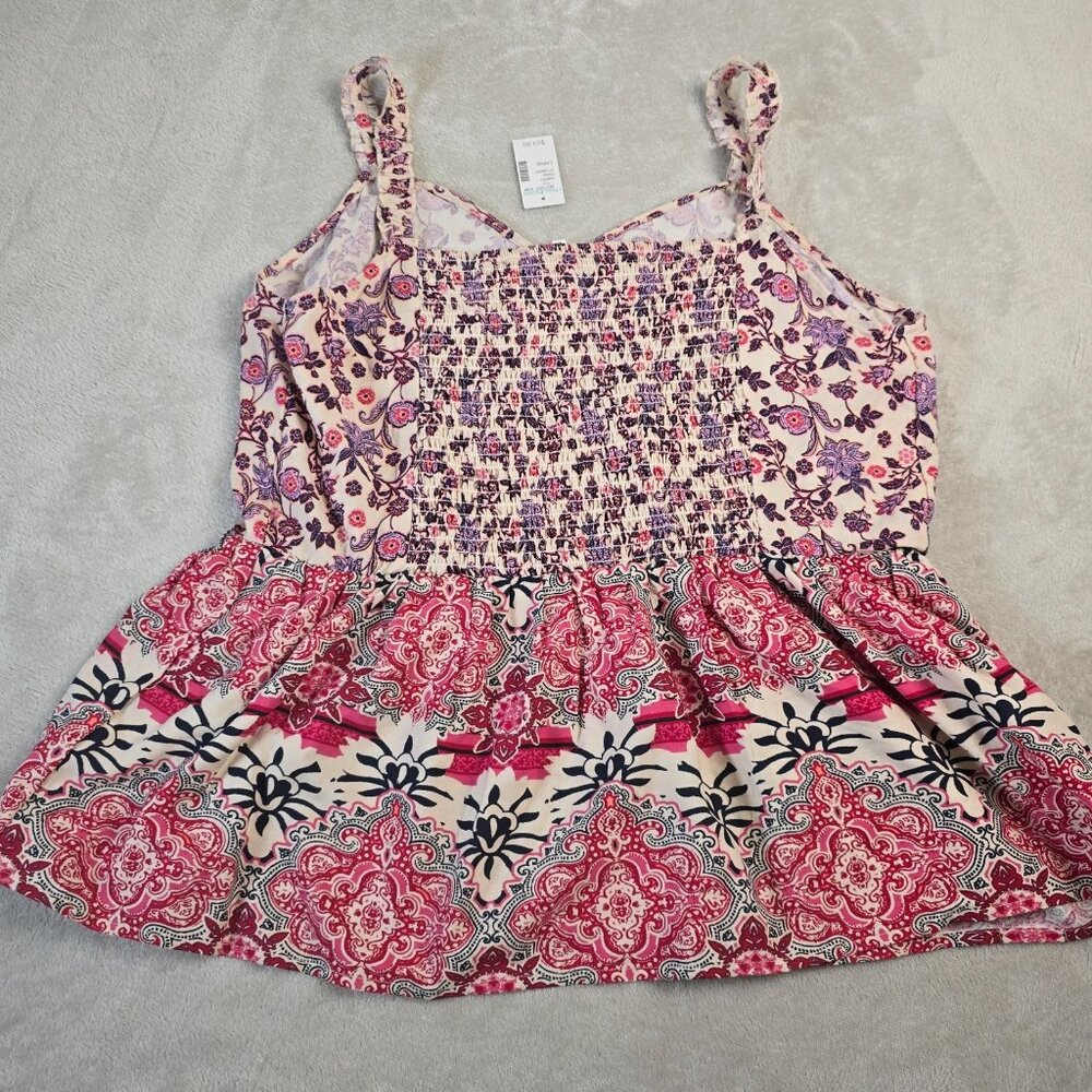 Maurices Sleeveless Blouse Womens Large Pink Purple Boho Top Summer Peplum - Picture 9 of 13